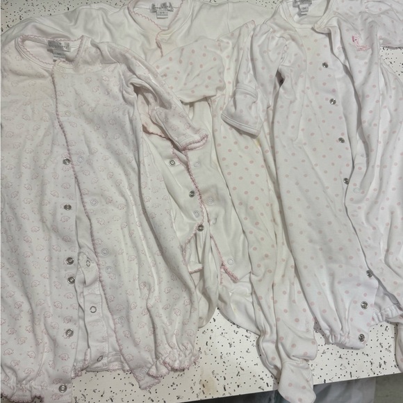 Kissy Kissy Cream and Pink Baby Sleepers lot play - Picture 1 of 6